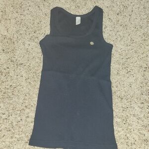J. Crew Black Ribbed Tank with Subtle Logo Tag